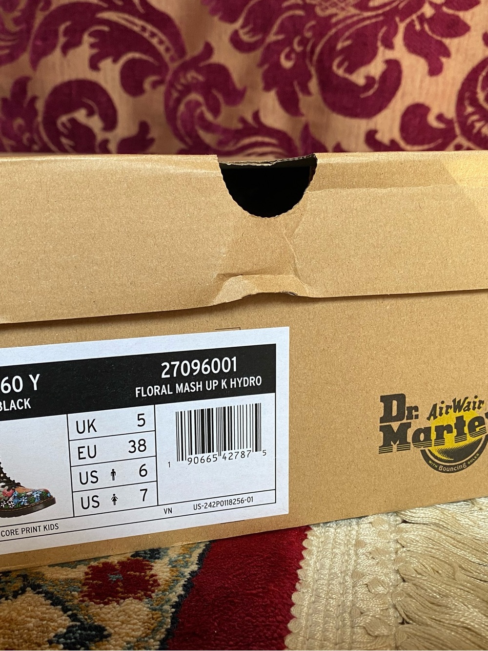 NIB Dr. Martens 1460 Floral MashUp Lace-Up Boots w/Side Zip-Black Multi US Wmn 7 - Picture 16 of 16